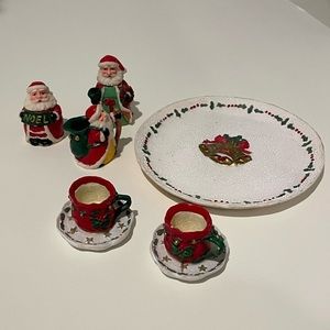Miniature Tea Set - Christmas Santas Theme.
